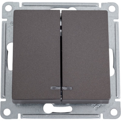 Механизм выключателя 2-клавишный Systeme Electric (Schneider Electric) ATLAS DESIGN с подсветкой сх.5а 10АХ мокко 1240377 ATN000653