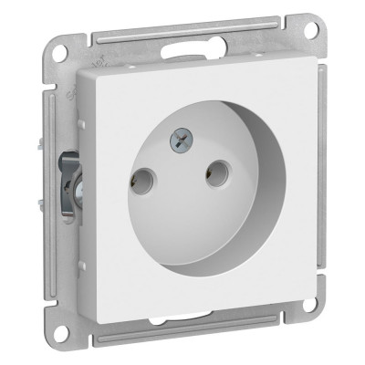 Механизм розетки Systeme Electric 1-м СП ATLAS DESIGN без заземления, 16А, белая ATN000141