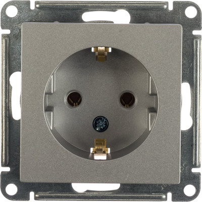Механизм розетки Systeme Electric 1-м СП ATLAS DESIGN с заземлением, 16А, алюминий ATN000343 1240240