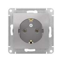 Механизм розетки Systeme Electric 1-м СП ATLAS DESIGN с заземлением, 16А, алюминий ATN000343 1240240