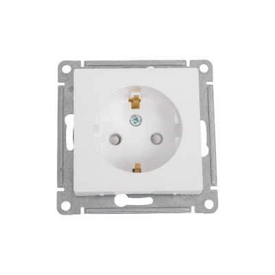 Механизм розетки Systeme Electric 1-м СП ATLAS DESIGN с заземлением, защитные шторки, 16А, жемчуг 1240285 ATN000445