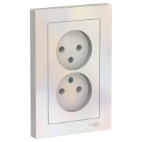 Розетка Systeme Electric 2-м ATLAS DESIGN без заземления, 16А, в сборе, жемчуг ATN000420 1240272