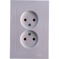 Розетка Systeme Electric 2-м ATLAS DESIGN без заземления, 16А, в сборе, жемчуг ATN000420 1240272