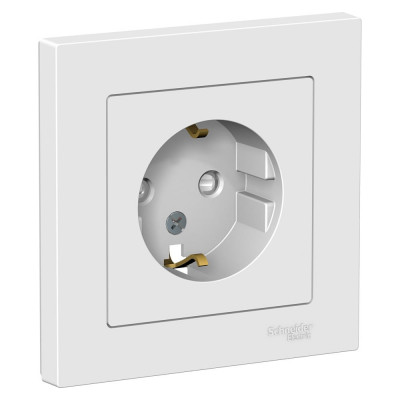 Розетка Systeme Electric (Schneider Electric) ATLAS DESIGN с заземл. защ. шторки 16А в сборе бел. 1240147 ATN000144