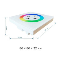 Контроллер Apeyron RGB 12/24В, 144/288Вт, встраиваемый с БЕЛОЙ многоцветной сенсорной панелью 04-09