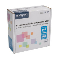 Контроллер Apeyron RGB 12/24В, 144/288Вт, встраиваемый с БЕЛОЙ многоцветной сенсорной панелью 04-09