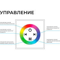 Контроллер Apeyron RGB 12/24В, 144/288Вт, встраиваемый с БЕЛОЙ многоцветной сенсорной панелью 04-09