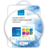 Комплект светодиодной ленты Apeyron 12В, smd 5050, 30 д/м, IP20, 5 м, холодный белый 10-40