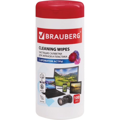 Универсальные чистящие салфетки для экранов и пластика BRAUBERG Астра 511689