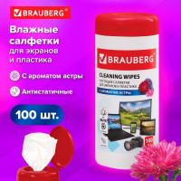 Универсальные чистящие салфетки для экранов и пластика BRAUBERG Астра 511689