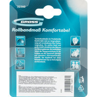 Рулетка Komfortabel, 3 м х 19 мм обрезиненный корпус GROSS 32560