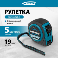Рулетка Komfortabel, 5 м х 19 мм обрезиненный корпус GROSS 32561