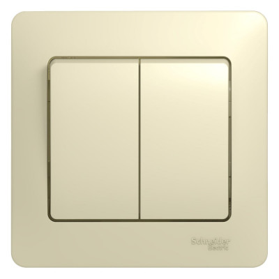Двухклавишный выключатель Systeme Electric СП Glossa 10А IP20 10AX в сборе бежевый GSL000252
