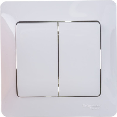 Двухклавишный выключатель Systeme Electric СП Glossa 10А IP20 10AX в сборе белый GSL000152