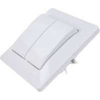 Двухклавишный выключатель Systeme Electric СП Glossa 10А IP20 10AX в сборе белый GSL000152