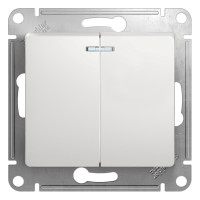 Двухклавишный механизм выключателя Systeme Electric СП GLOSSA 10А IP20 10AX с подсветкой белый GSL000153