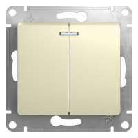 Двухклавишный механизм выключателя Systeme Electric СП GLOSSA 10А IP20 10AX с подсветкой бежевый GSL000253