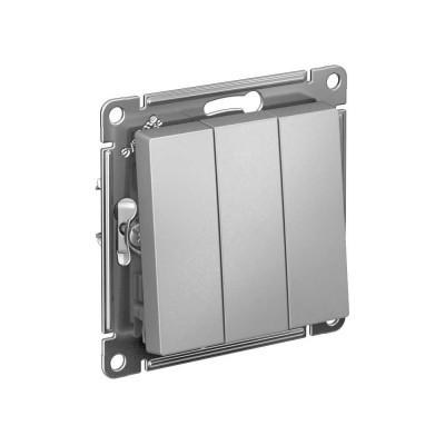 3-клавишный механизм выключателя Systeme Electric ATLAS DESIGN сх.1+1+1 10АХ алюминий ATN000331