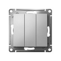3-клавишный механизм выключателя Systeme Electric ATLAS DESIGN сх.1+1+1 10АХ алюминий ATN000331