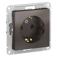 Механизм розетки Systeme Electric 1-м СП ATLAS DESIGN с заземлением 16А мокко ATN000643