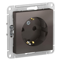 Механизм розетки 1-м Systeme Electric (Schneider Electric) ATLAS DESIGN с заземлением, защитные шторки, 16 А, мокко, арт. ATN000645