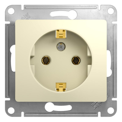 Механизм розетки 1-м СП Systeme Electric (Schneider Electric) Glossa, 16 А, с заземлением, бежевый, арт. GSL000243