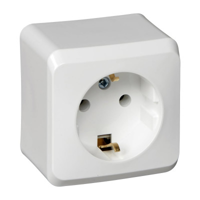 Розетка Systeme Electric (Schneider Electric) 1-м Этюд, 16 А, с заземлением, белый PA16-003B