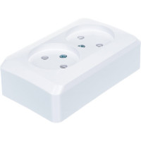 Розетка двухместная Systeme Electric (Schneider Electric) Этюд, 16 А, IP20, без заземления, белый PA16-005B