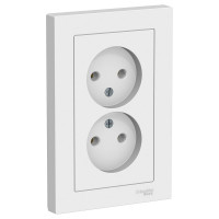 Двухместная розетка Systeme Electric ATLAS DESIGN без заземления 16А в сборе белая ATN000120
