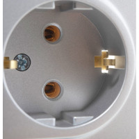 Двухместная розетка Systeme Electric ATLAS DESIGN с заземлением 16А в сборе алюминий ATN000324