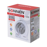 Тепловентилятор SONNEN F-200, 1000/2000 Вт, 2 режима работы, белый, 453493