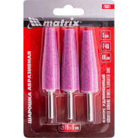 Шарошка абразивная (3 шт; 19x60x6 мм; F46; конус удлиненный) MATRIX 76001