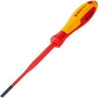 Отвертка KNIPEX SL4.0x0.8 шлицевая тонкая VDE, L  лезвия 100 мм, 1000V, 2-комп. рук-ка KN-982040SL