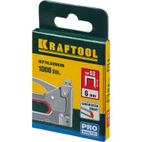Скобы для степлера KRAFTOOL тип 53 (A /10 /JT21) 6 мм, 1000 шт, калибр 23GA, 31670-06