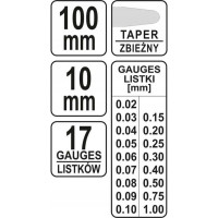 Измерительные щупы YATO 100мм 17шт. 0,02-1мм YT-7220 37147220 092 1