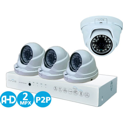 Ivue Комплект Видеонаблюдения AHD 2MPX Для Дома и Офиса 4+4 1080P AHC-D4