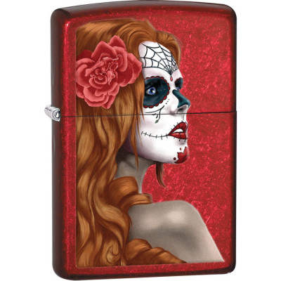 Zippo Зажигалка Classic с покрытием Candy Apple Red, латунь/сталь, красная, глянцевая, 38x13x57 мм 28830