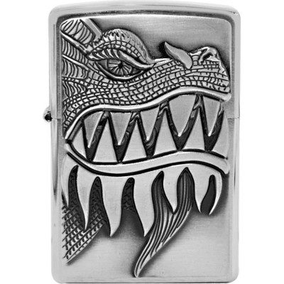 Zippo Зажигалка 200 Fire Breathing Dragon, латунь/сталь с покрытием Brushed Chrome, 38x13x57 мм 28969