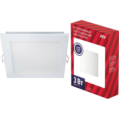 REV Панель сд встраиваемая SuperSlim Quadro 3W, 4000К, квадрат 28979 1