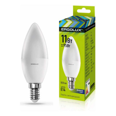 Светодиодная лампа Ergolux LED-C35-11W-E14-6K Свеча 13620