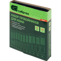 СИБРТЕХ Набор пробойников для кожи 3; 4; 5; 6; 7; 8; 9; 10; 12; 14; 16; 19 мм, 12 шт 18312