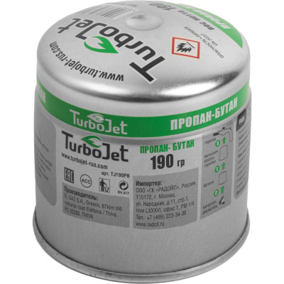 Прокалываемый баллон со смесью газа для паяльной лампы Turbojet Бутан TJ190PB