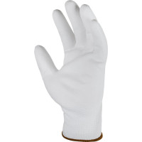 Белые лёгкие бесшовные защитные перчатки эргономичной формы из нейлона WIEDERKRAFT WDK-PU01W / XL