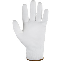 Белые лёгкие бесшовные защитные перчатки эргономичной формы из нейлона WIEDERKRAFT WDK-PU01W / XL