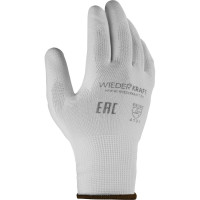 Белые лёгкие бесшовные защитные перчатки эргономичной формы из нейлона WIEDERKRAFT WDK-PU01W / XL