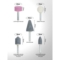 Набор камней абразивных (5 шт; хвостовик 6 мм) ROCKFORCE RF-SK-108(26136)