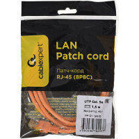 Патч-корд Cablexpert UTP PP12-1.1.5M/O кат.5e, 1.5 м, литой, многожильный оранжевый PP12-1.5M/O