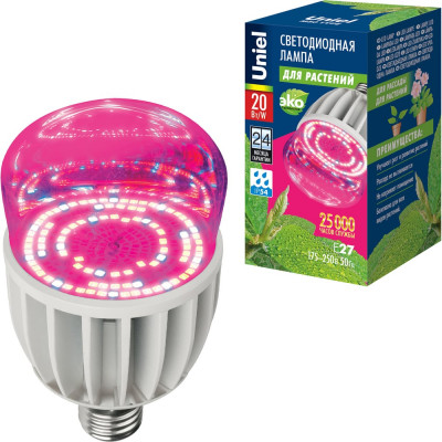 Светодиодная лампа для растений Uniel LED-M80-20W/SP/E27/CL ALS55WH, 11098