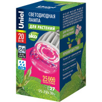 Светодиодная лампа для растений Uniel LED-M80-20W/SP/E27/CL ALS55WH, 11098