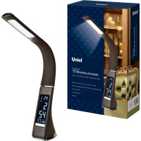 Настольный светильник с часами Uniel 5W TLD-542 Brown/LED/300Lm/5000K/Dimmer UL-00001817